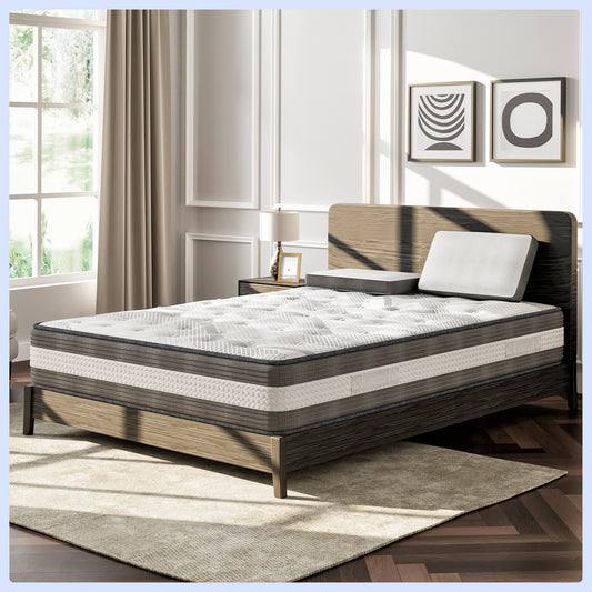Queen Size Mattress with White Fabric - Memory Foam 12 Inch