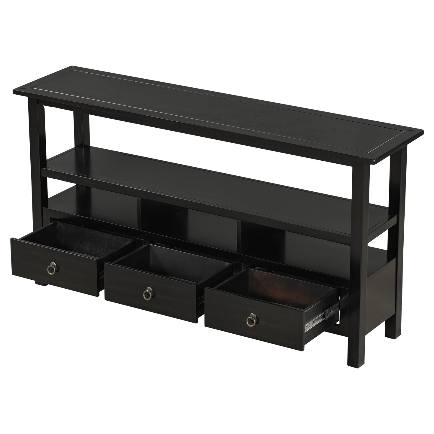 Small Entryway Table - Distressed Black 57” Console Table for Entryway