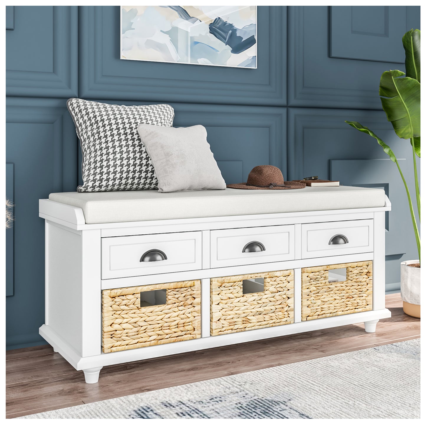 Entryway Bench with Shoe Storage - White 42” Shoe Storage Bench