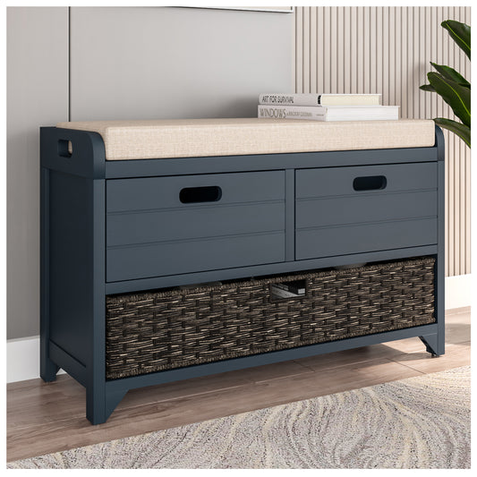 Modern Storage Benches - Navy 32” Shoe Organizer for Entryway