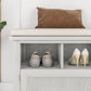 Storage Benches with Seating - White + Beige 42” Shoe Storage Bench