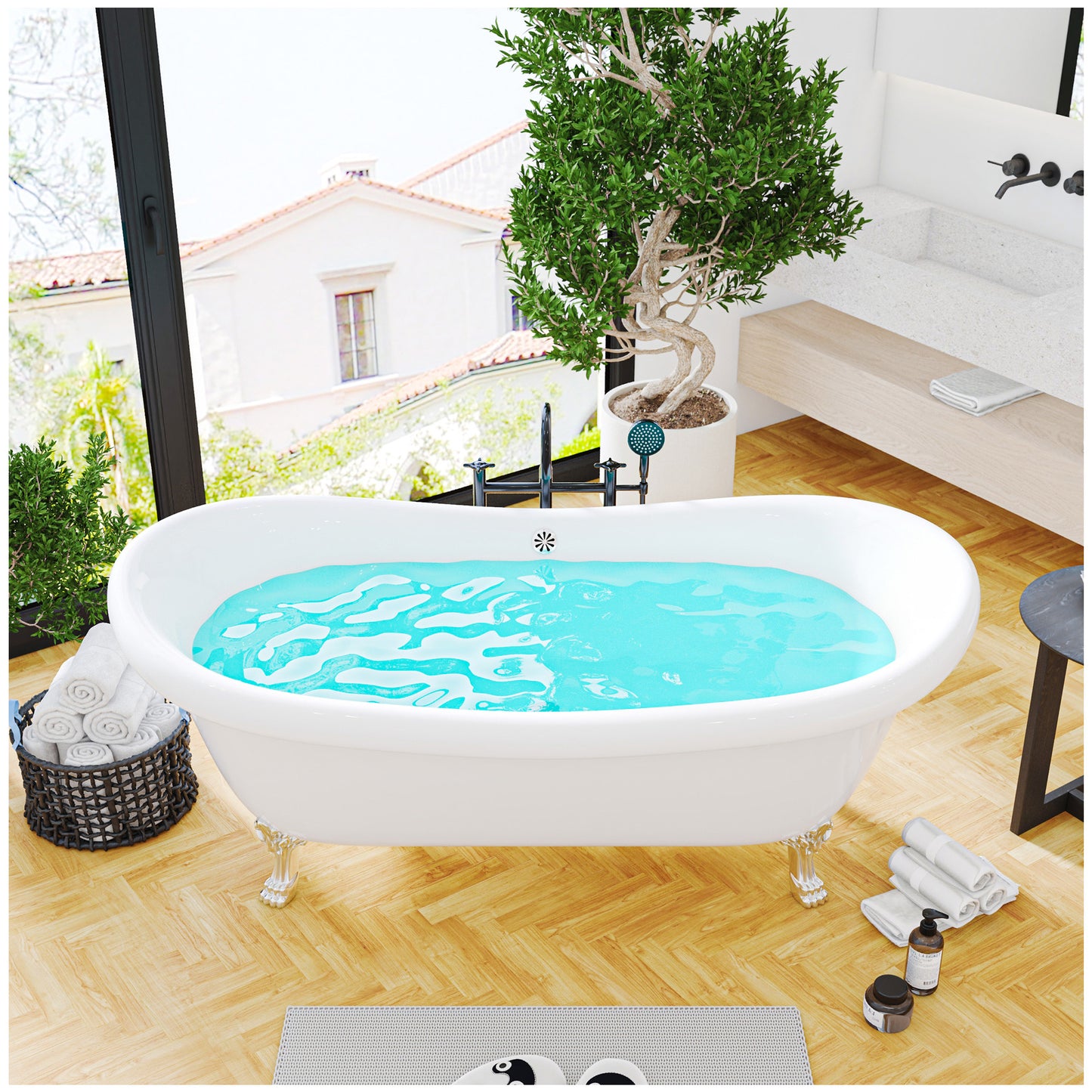 Free Standing Clawfoot Tub - 55 Inch Inflatable Bathtub