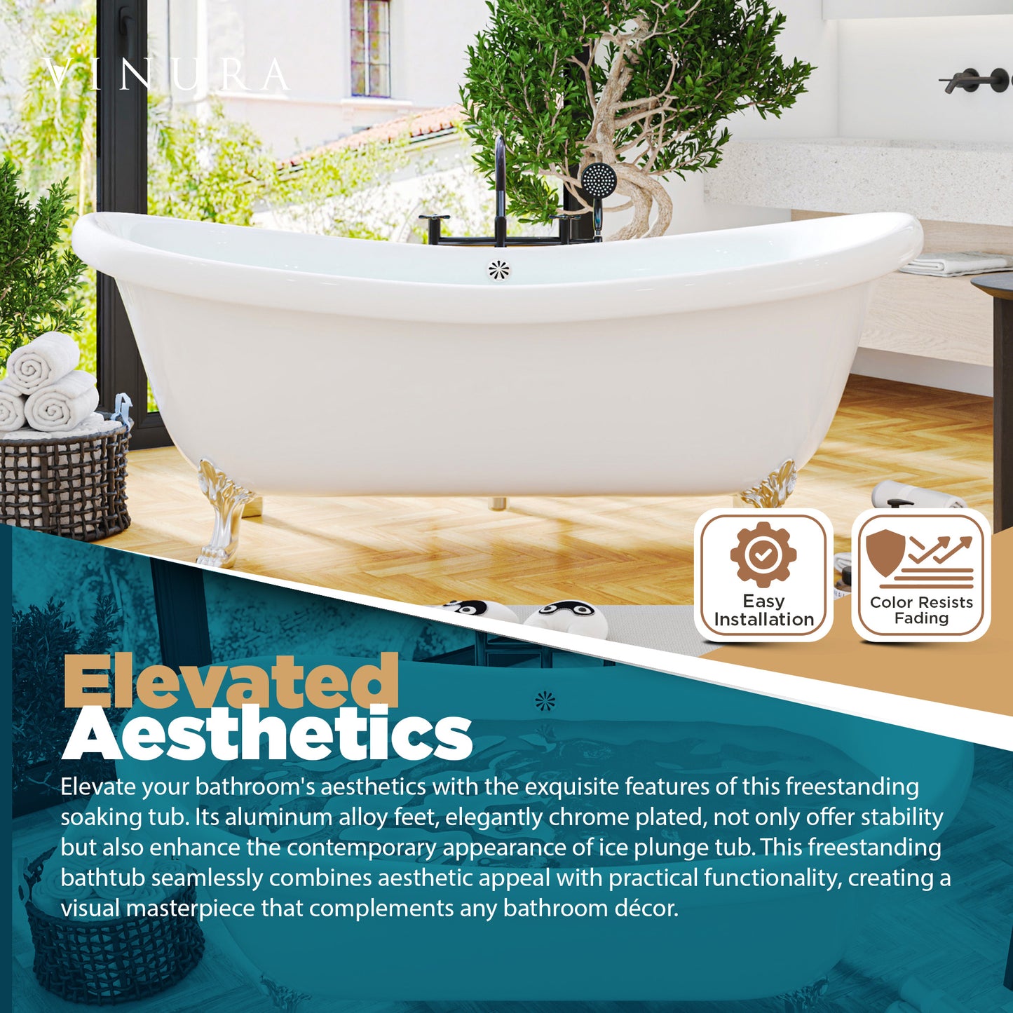 Free Standing Clawfoot Tub - 55 Inch Inflatable Bathtub