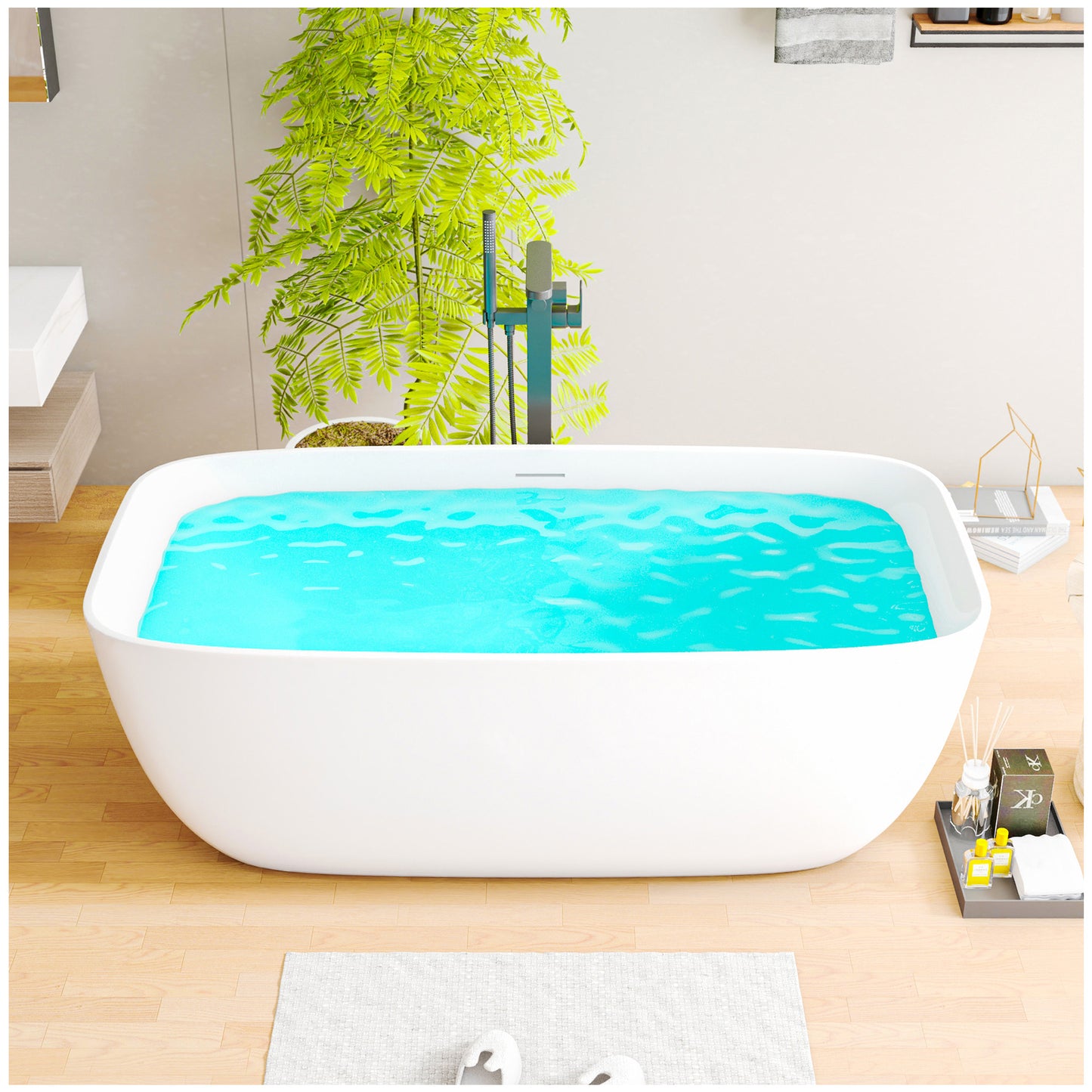 Modern Bathtubs for Bathrooms - 58” White Free Standing Tub