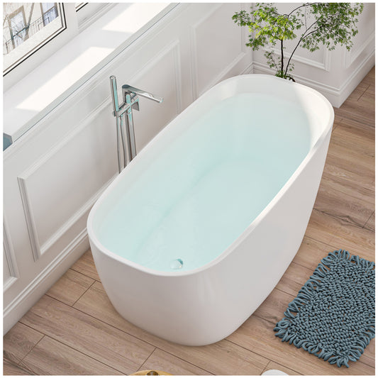 Freestanding Bathtubs - 59” Acrylic White Freestanding Soaking Bathtub