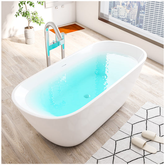 Modern Bathtubs for Bathrooms - 65” White Free Standing Tub