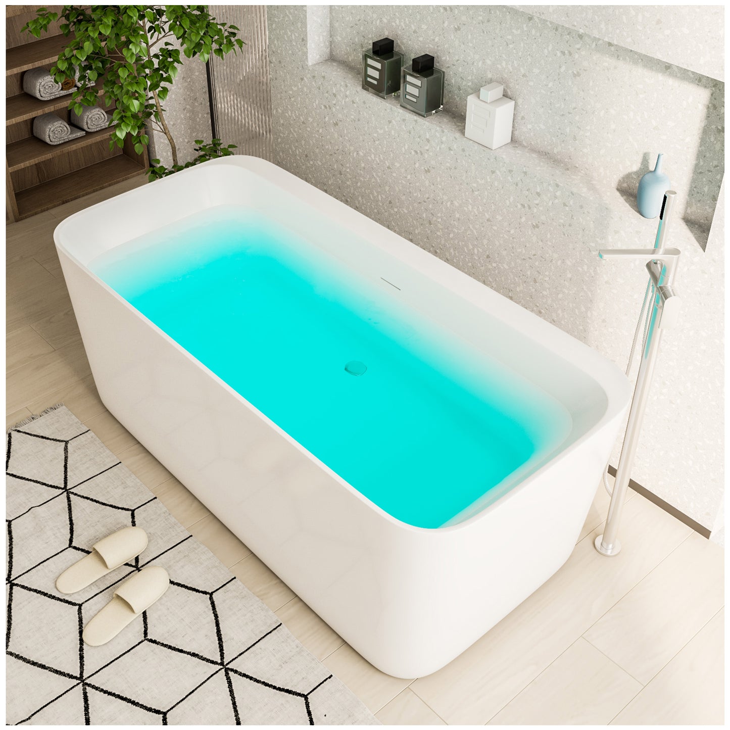 Modern Freestanding Bathtubs - 59” White Portable Tub for Adults