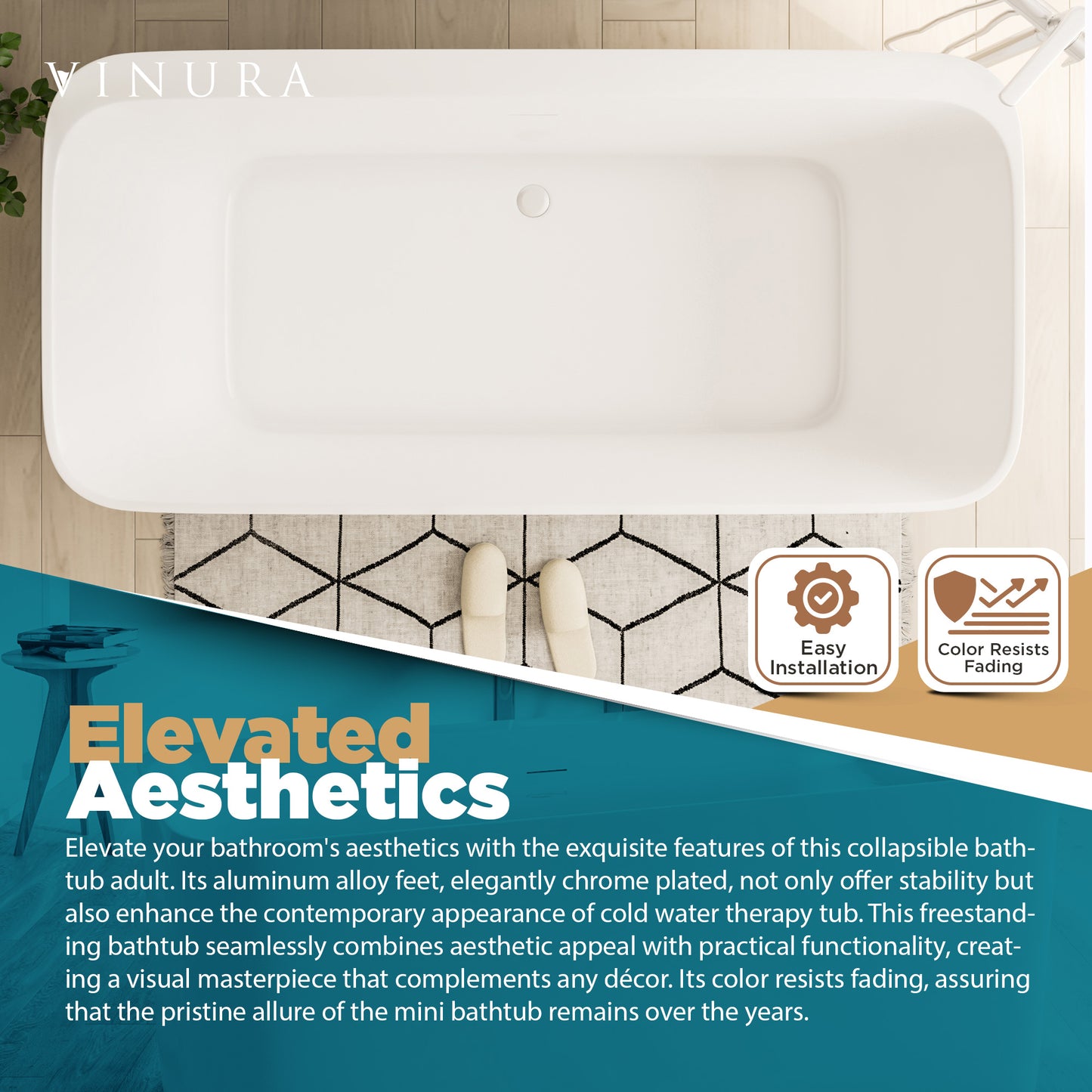 Modern Freestanding Bathtubs - 59” White Portable Tub for Adults