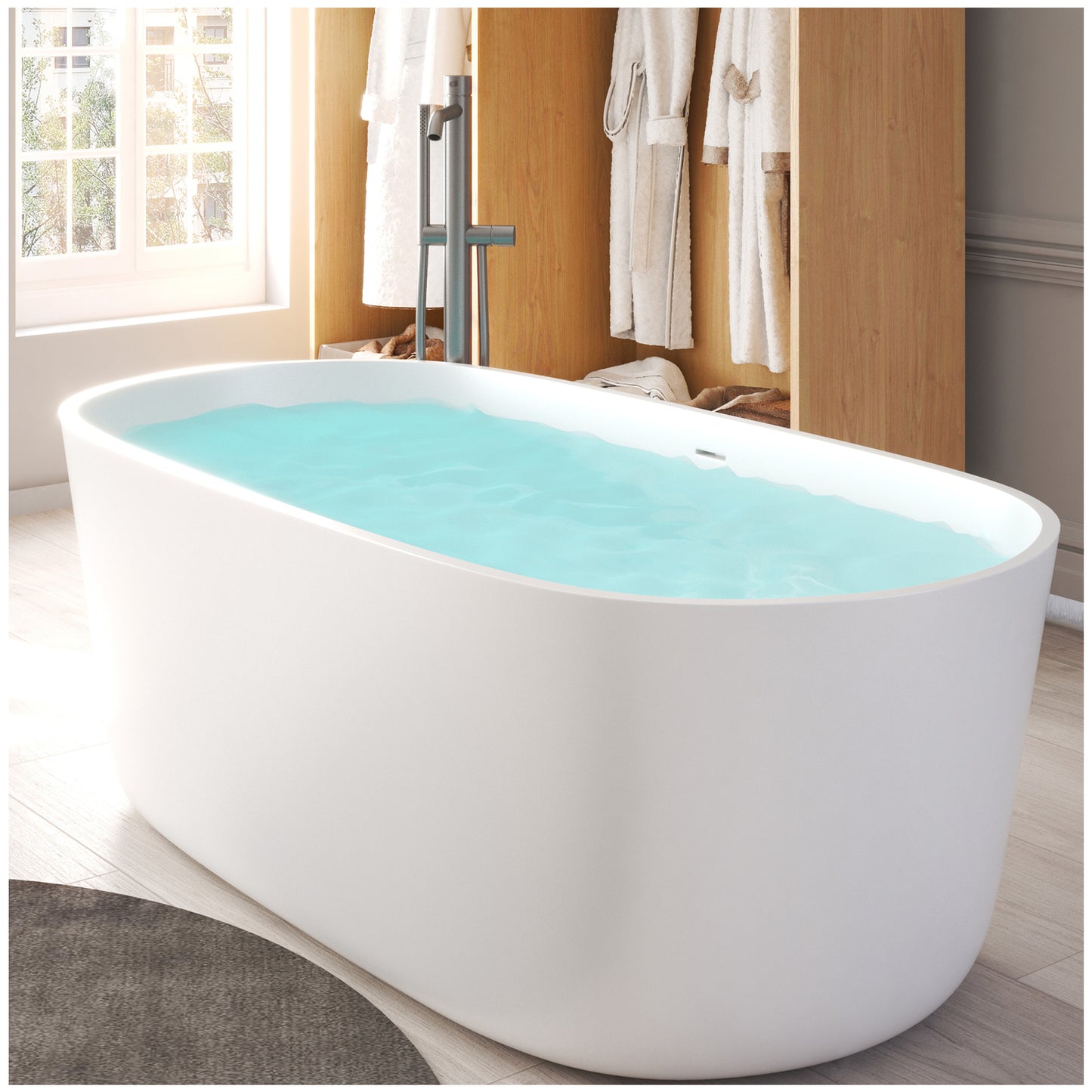 Modern Freestanding Bathtubs - 67” White Ice Bath Tub for Athletes