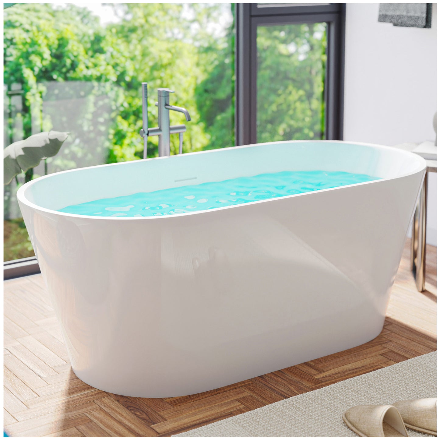 Minimalist Freestanding Bathtubs - 59” White Ice Bath Tub for Athletes