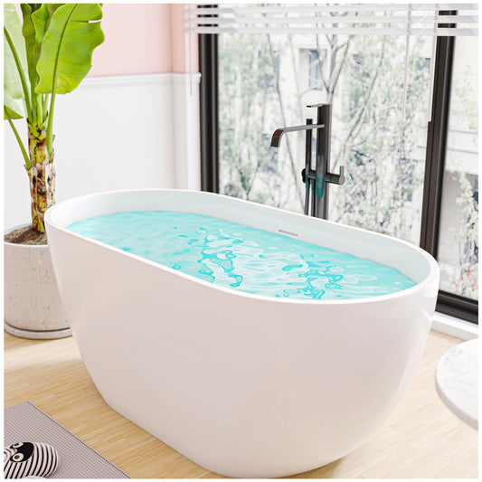 Stand Alone Soaking Bathtub - 51” Glossy White Portable Bath Tubs