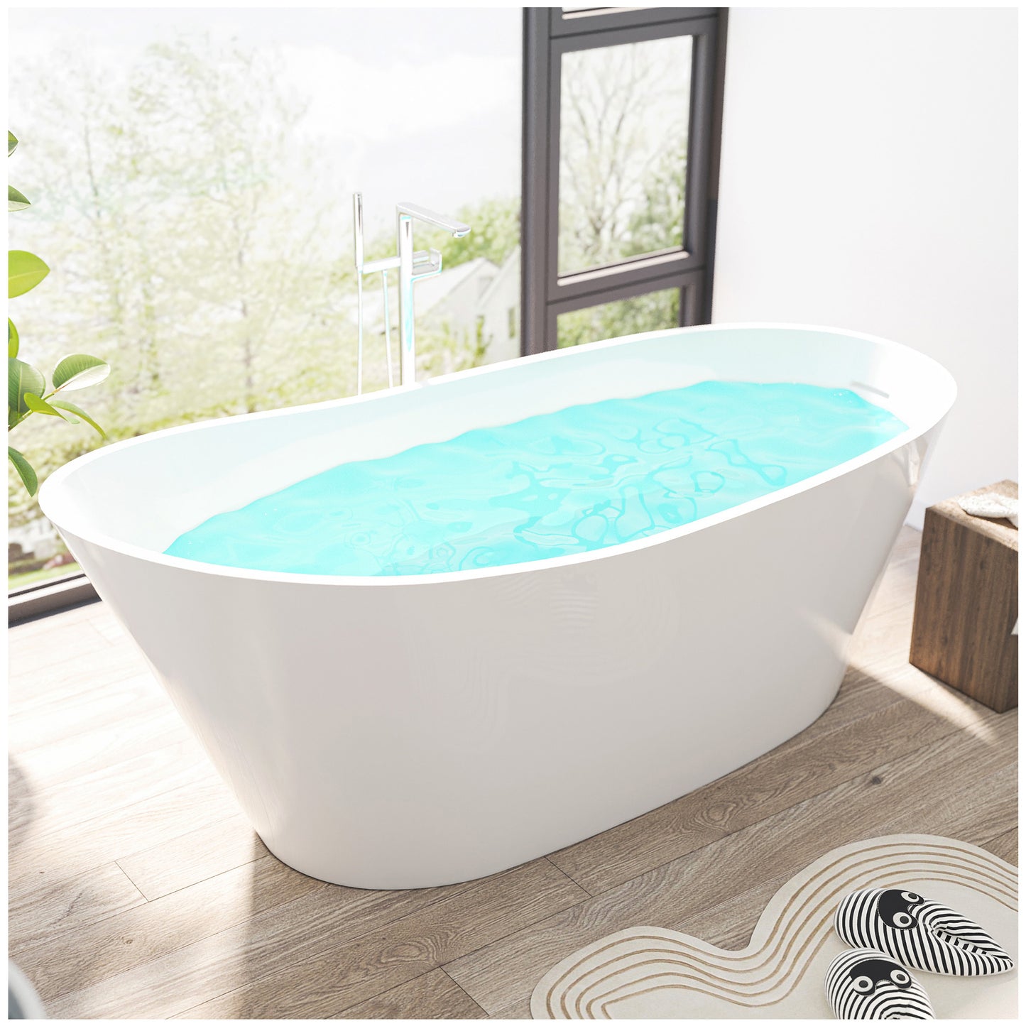 Minimalist Freestanding Bathtubs - 67” White Ice Bath Tub for Athletes