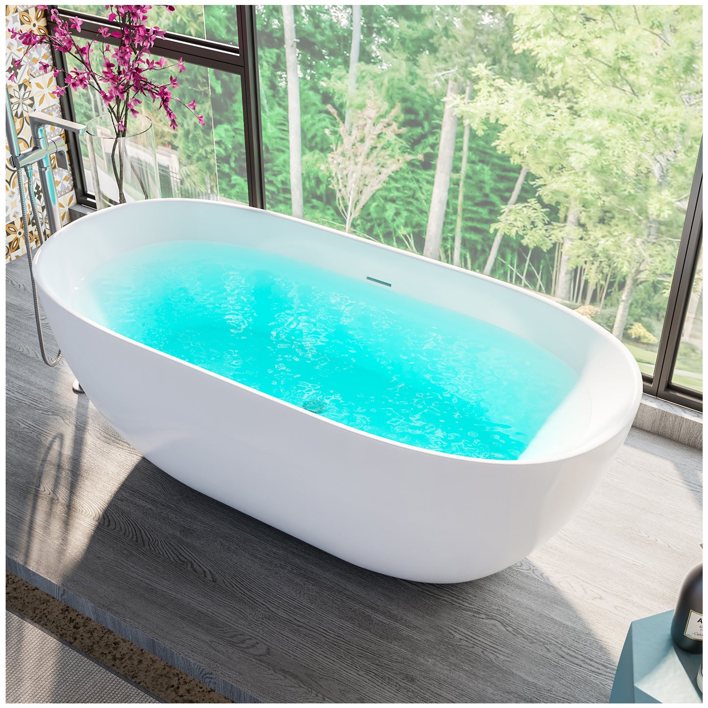 Free Standing Bathtubs - 67” White Oval Portable Bathtub Adult