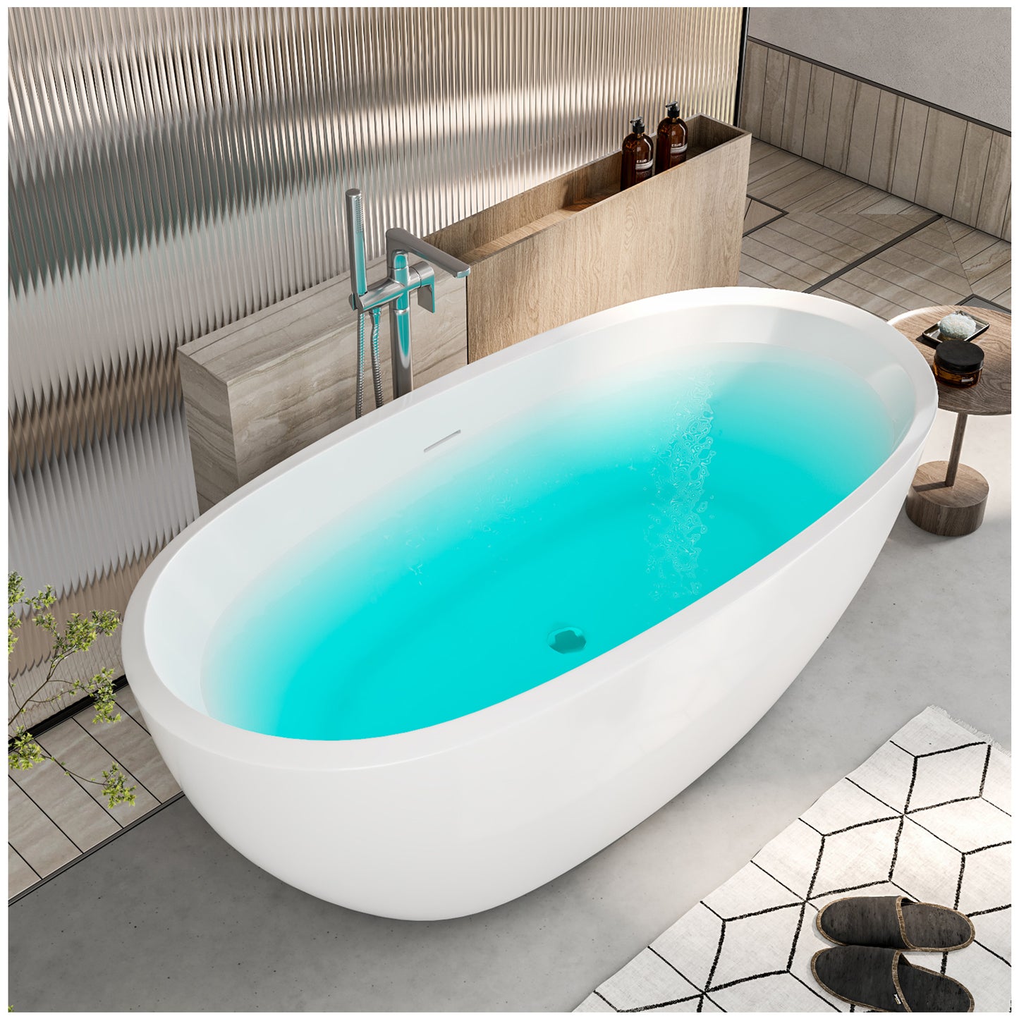 Freestanding Bathtubs - 47” White Rectangular Portable Bathtub Adult