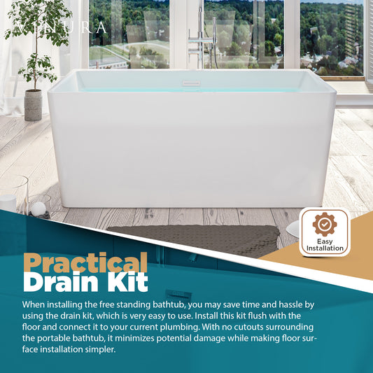 Modern Bathtubs for Bathroom - 55” White Free Standing Bathtub