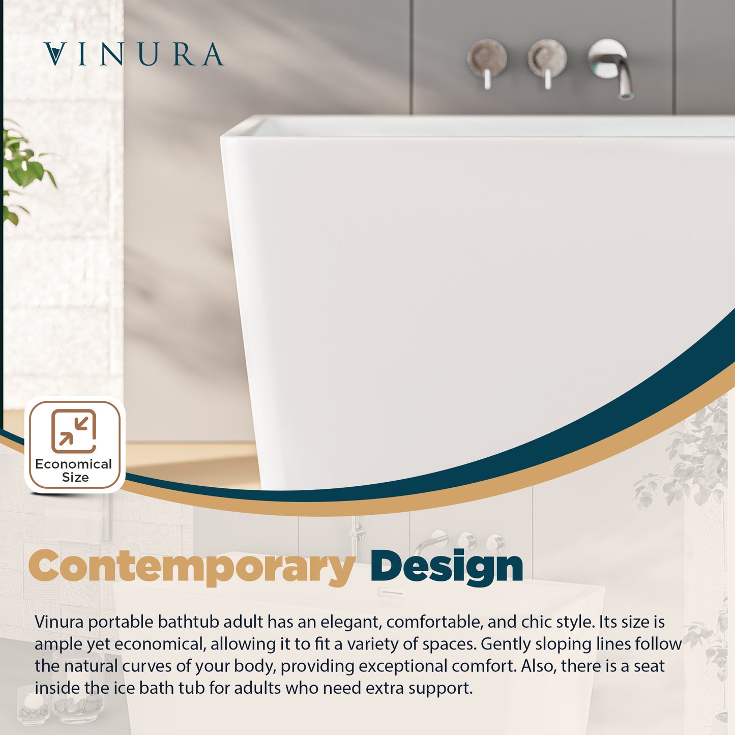 Modern Bathtubs for Bathroom - 55” White Free Standing Bathtub