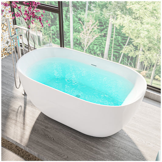 Freestanding Bathtubs for Bathroom - 55” White Portable Tub for Adults