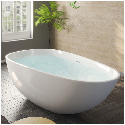 Freestanding Bathtubs - 67” White Oval Bathtubs for Bathroom