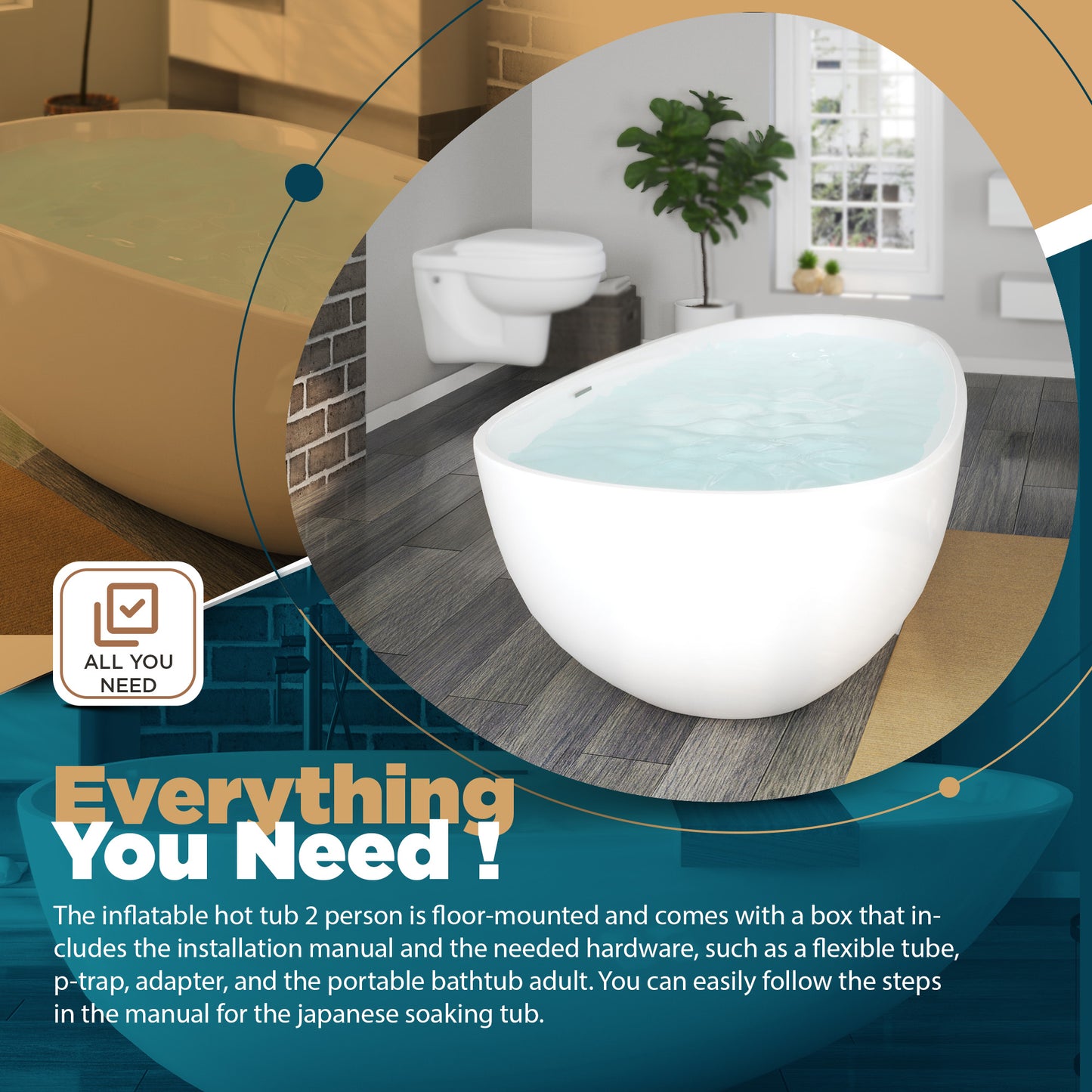 Modern Freestanding Bathtub - 67” White Oval Bathtubs for Bathroom