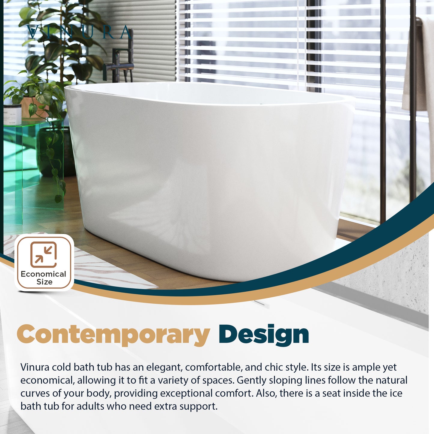 Modern Bathtubs for Bathroom - 59” White Stand Alone Tub