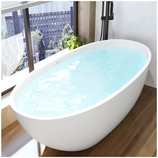 Freestanding Bathtubs - 63” White Rectangular Bathtubs for Bathroom