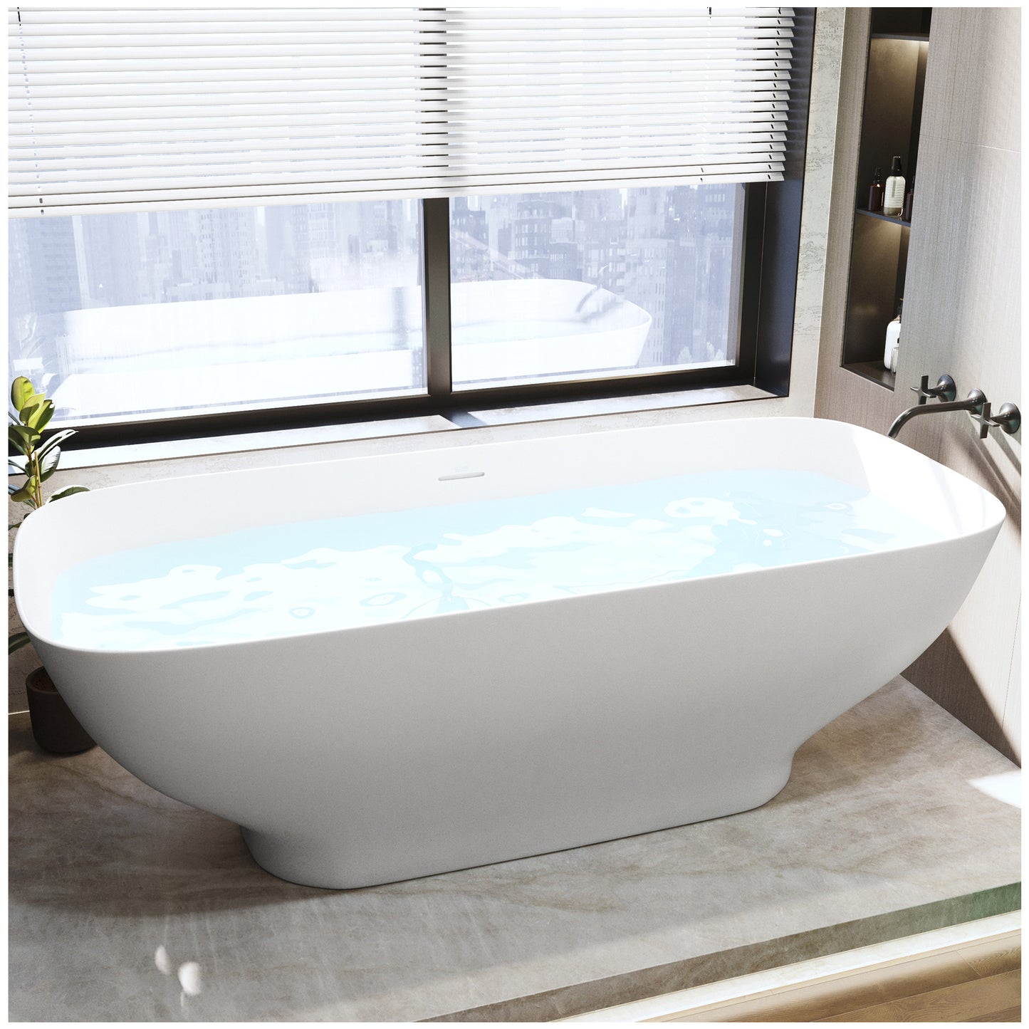 Freestanding Bathtubs - 67” White Rectangular Bathtubs for Bathroom