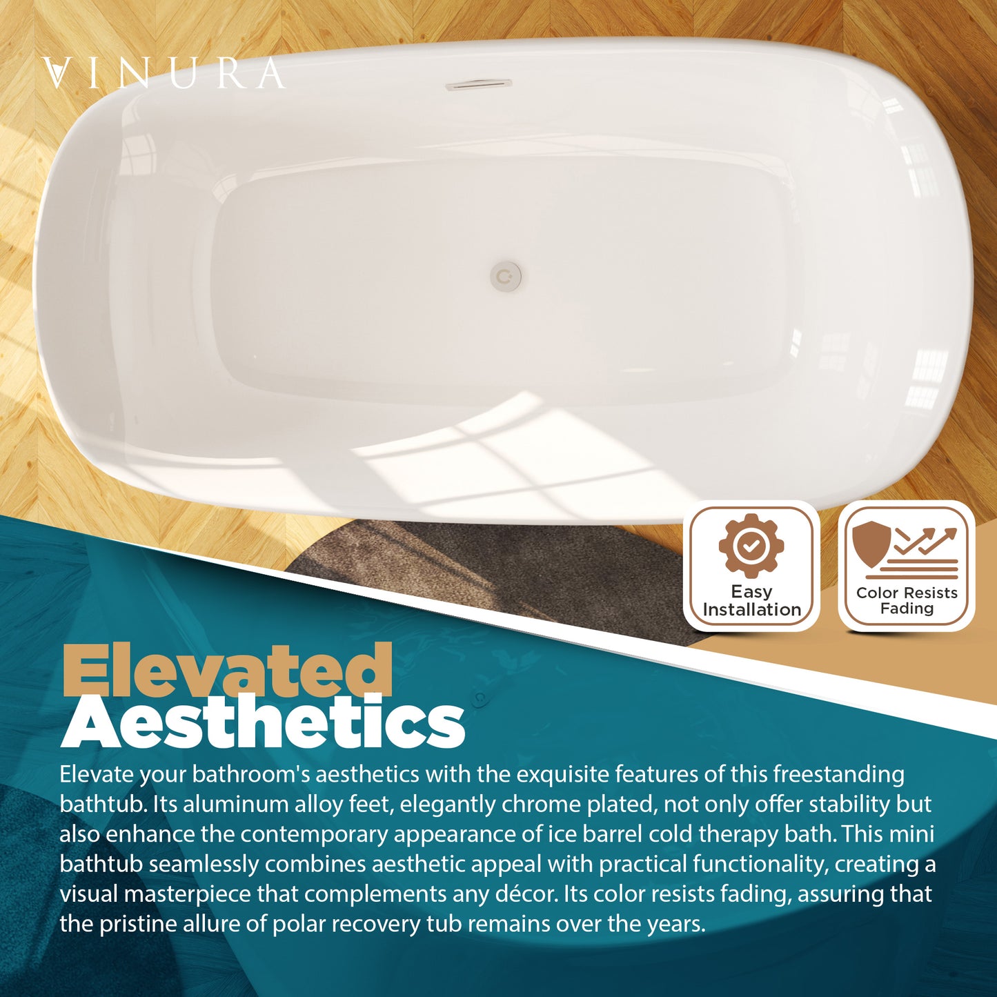 Modern Freestanding Bathtubs - 66” White Portable Bathtub Adult