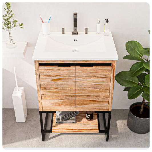 Bathroom Cabinet with Sink - Maple 24 Inch Bathroom Vanity with Sink