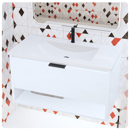 Modern Bathroom Vanity with Sink - White 36 Inch Bathroom Vanity
