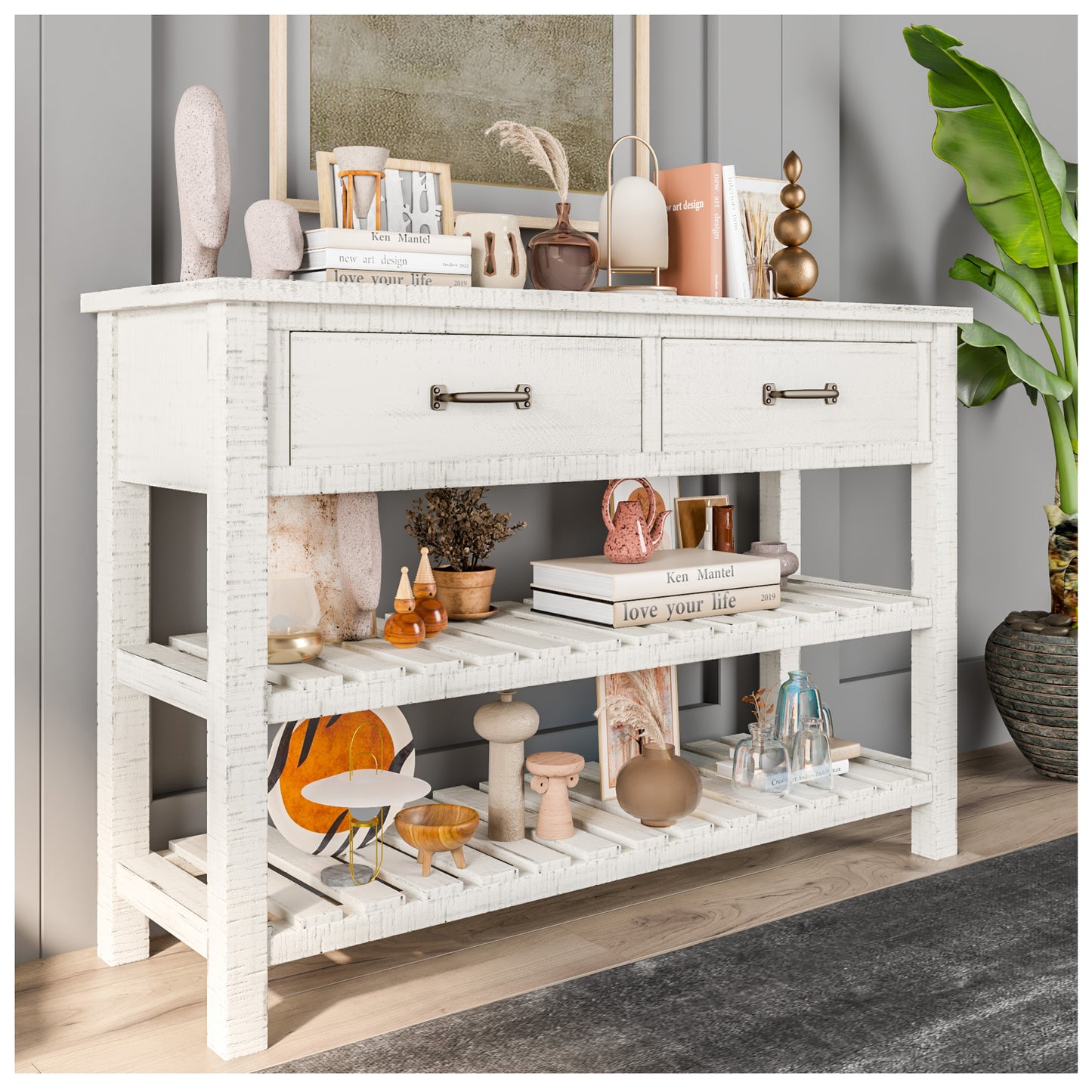 Buffets & Sideboards - White 45” Kitchen Buffet Storage Cabinet