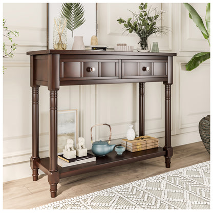 Narrow Console Table with Storage - 35” Sideboard Storage Cabinet