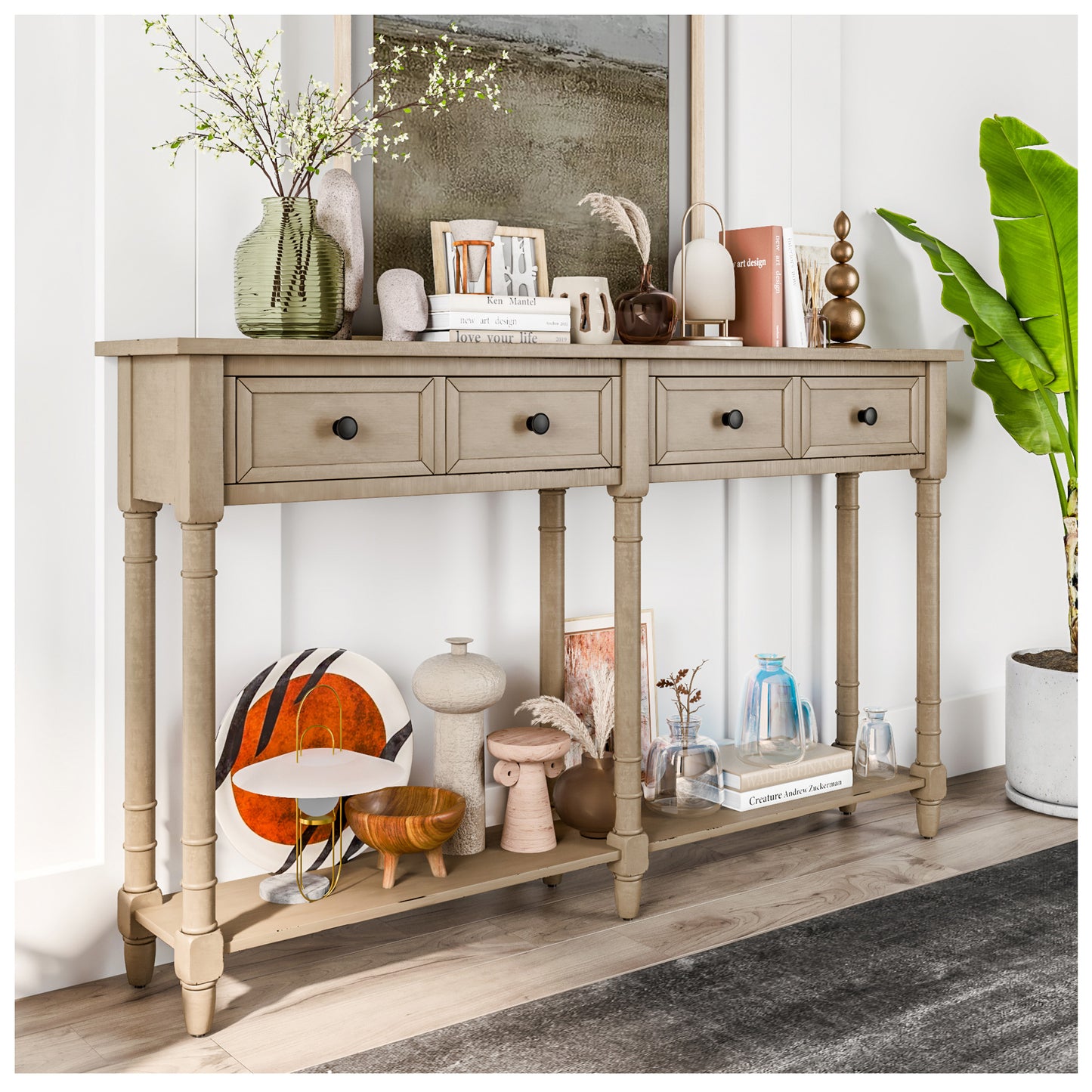 Hallway Table for Entryway - Grey 58” Entrance Tables for Front Door