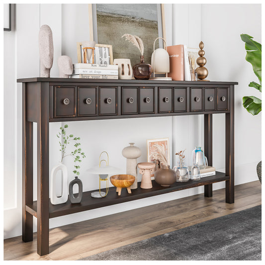 Console Table with Storage - Black 60” Small Entryway Table