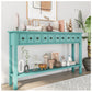 Console Table with Drawers - Wood Blue 60” Small Entryway Table