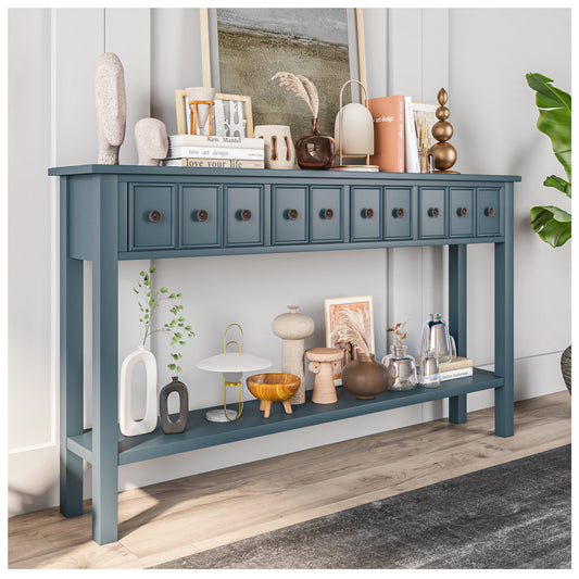 Entryway Table with Drawer - Wood Navy Blue 60” Wood Console Table