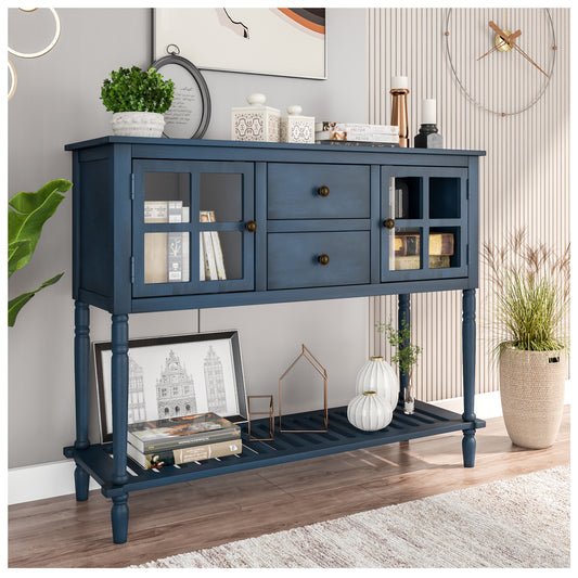 Console Tables for Entryway - Antique Navy Blue 42” Wood Console Table