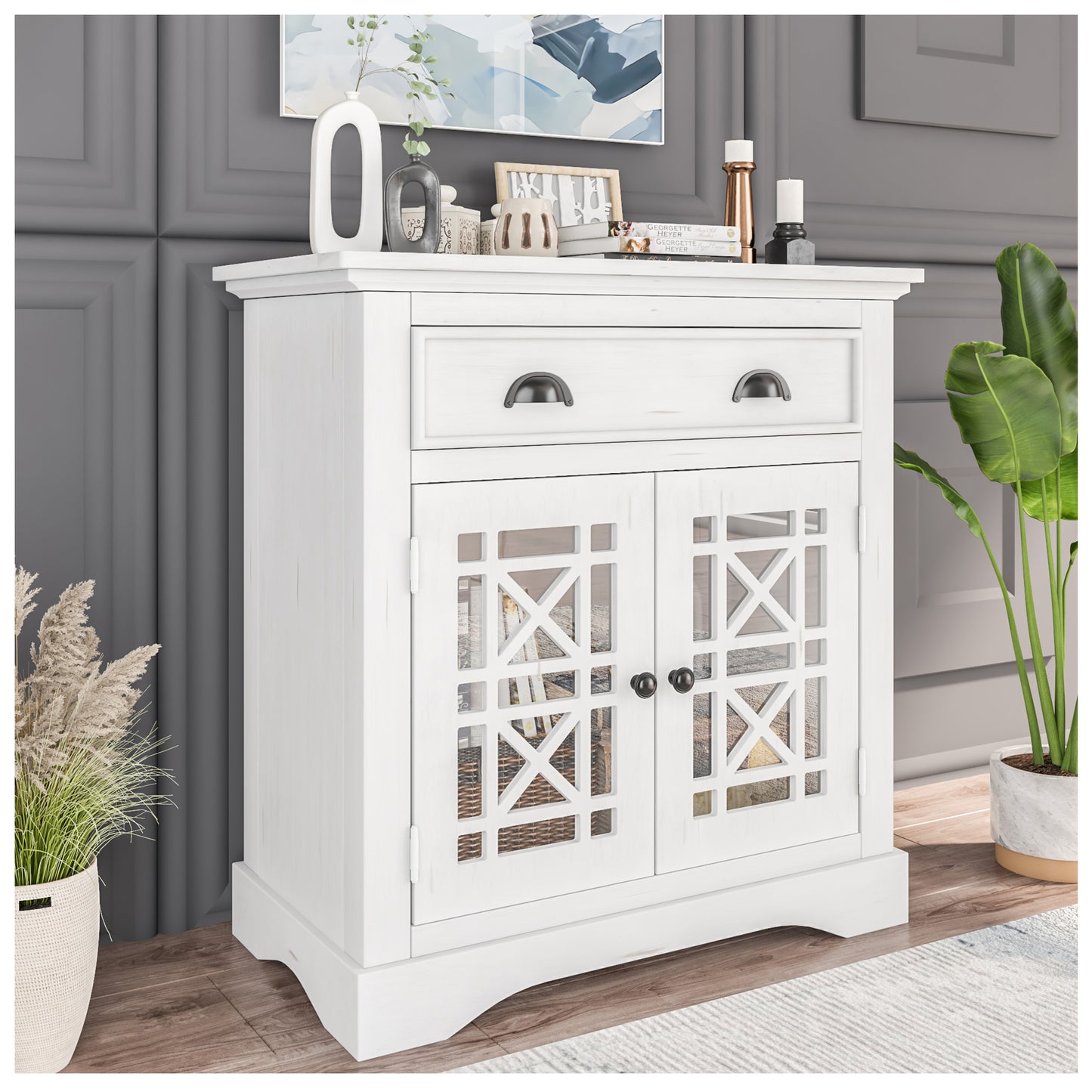 Entrance Tables for Front Door - White 28” Hallway Table for Entryway