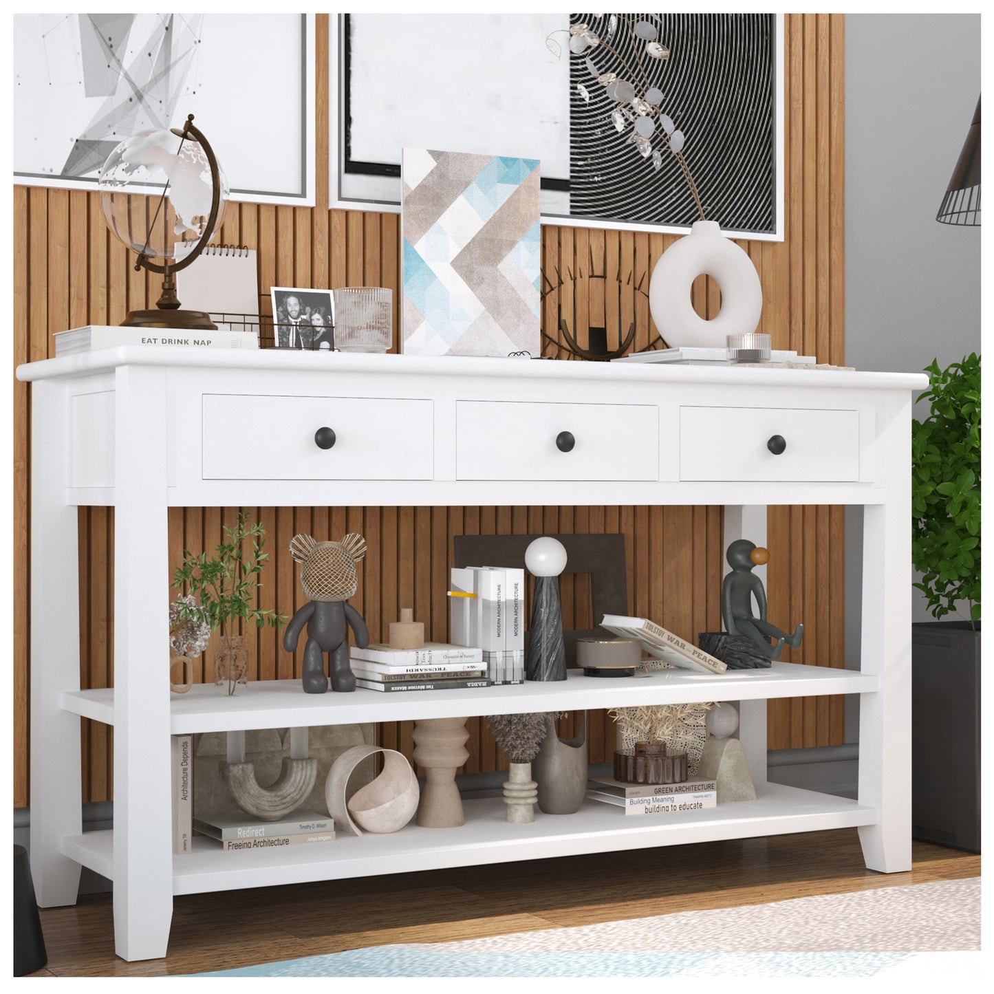 Small Entryway Table - White 5” Console Table for Entryway