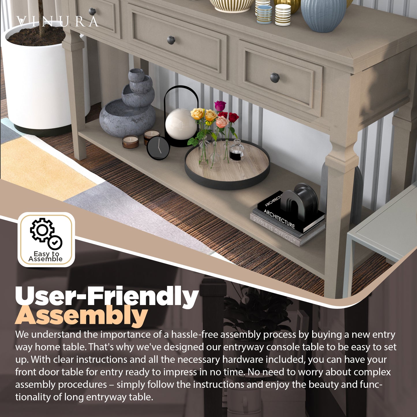 Console Tables for Entryway - Gray 50” Entryway Table with Storage