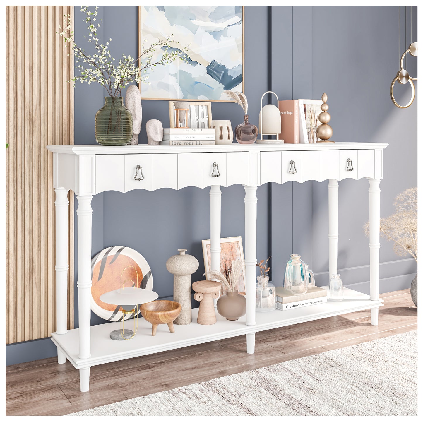 Console Tables for Entryway - White 63” Entry Way Table Home Furniture