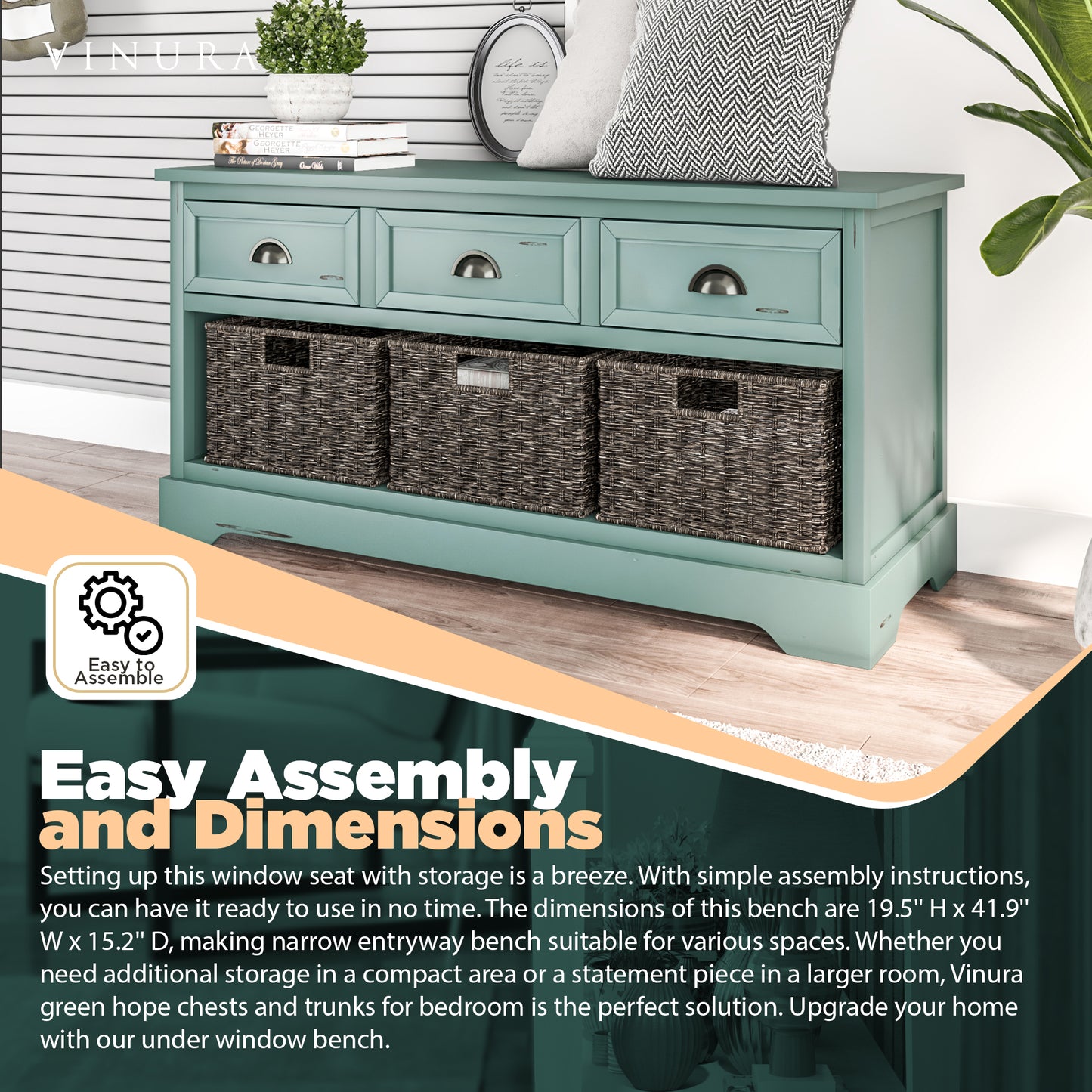 Console Tables for Entryway - Green 41” Hallway Table for Entryway