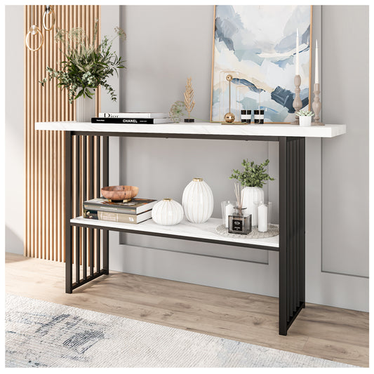 Console Tables for Entryway - White 63” Entryway Table with Storage