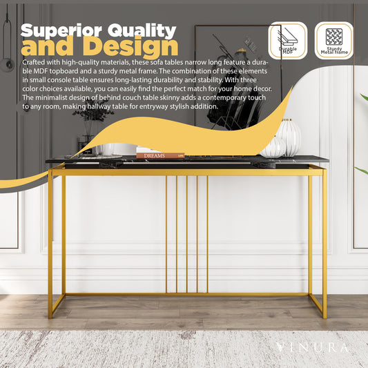 Narrow Console Table - Gold 63” Hallway Table for Entryway