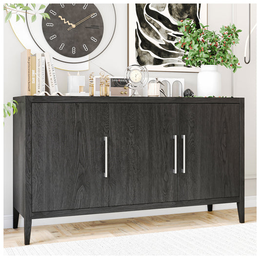 Narrow Console Table - Black 59” Hallway Table for Entryway