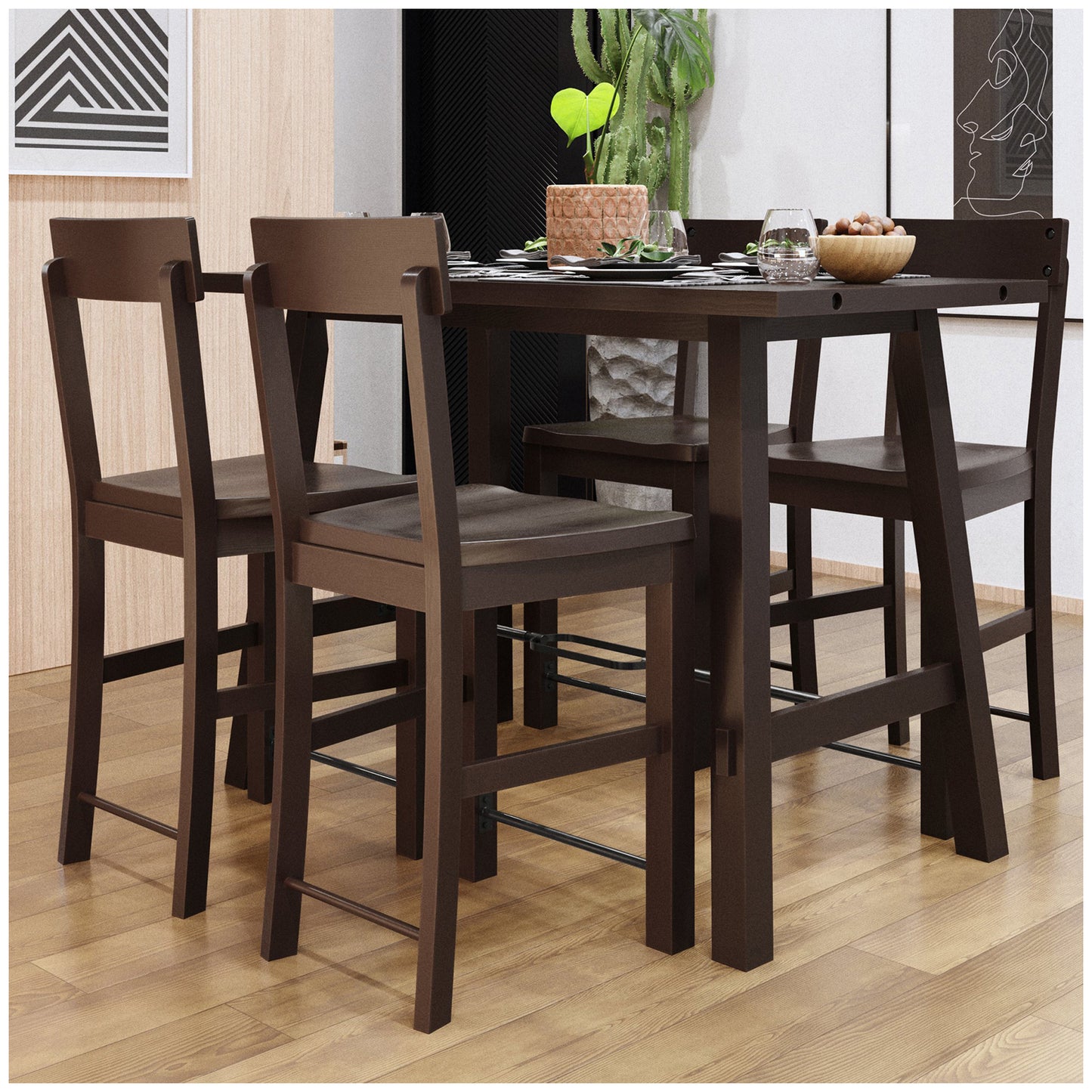 Kitchen & Dining Room Sets - Espresso 52” Dining Table Set of 5