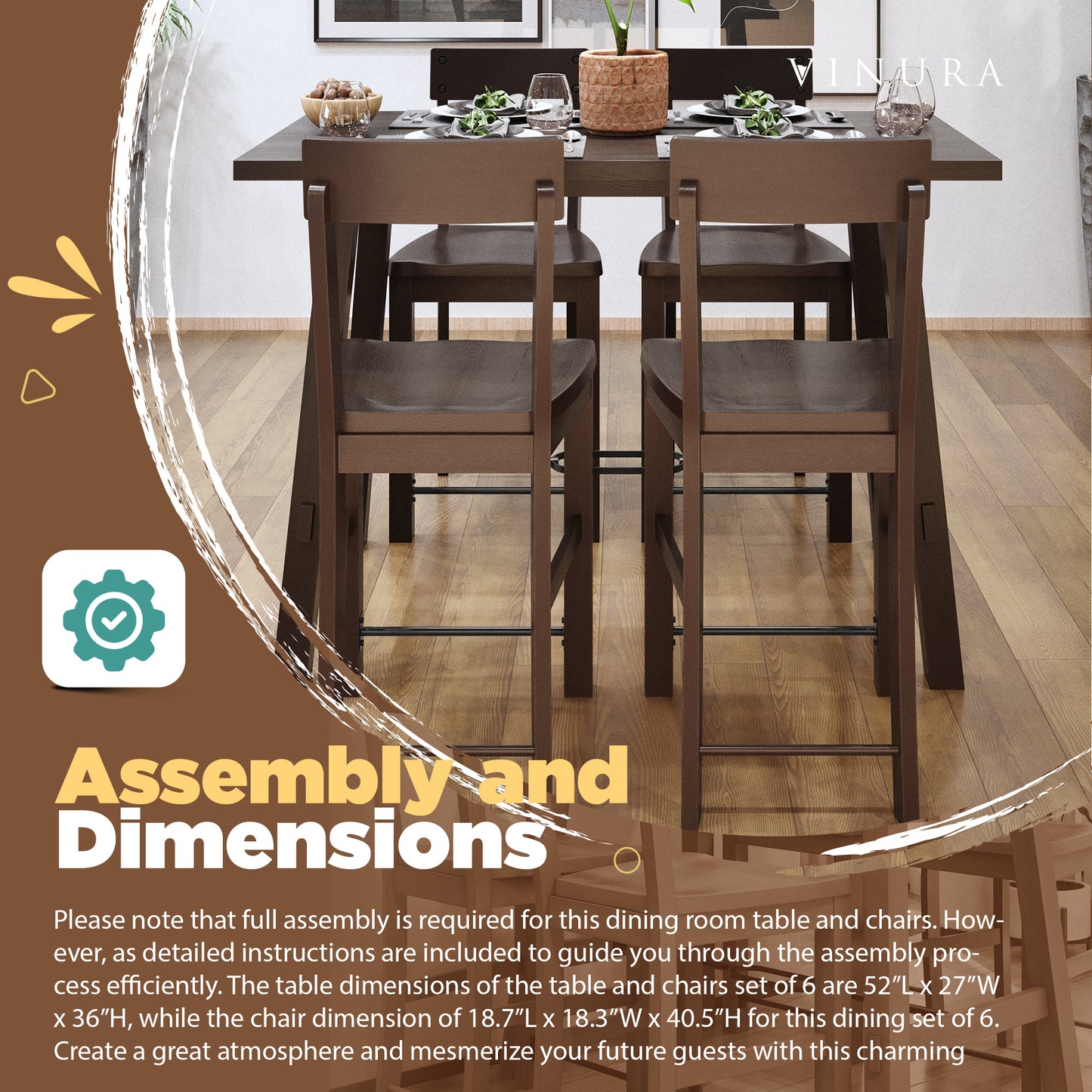 Kitchen & Dining Room Sets - Espresso 52” Dining Table Set of 5