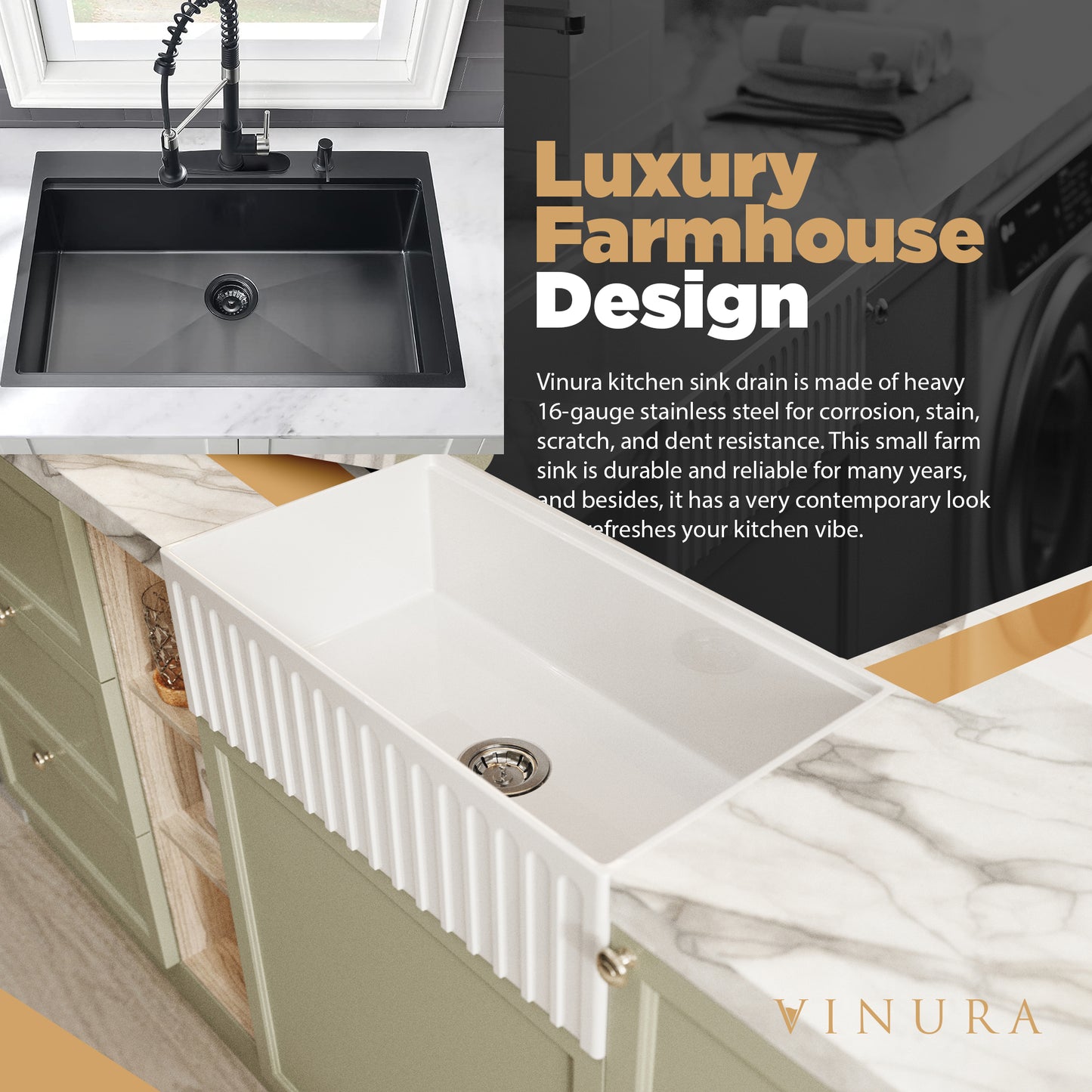 Farmhouse Kitchen Sink - White Drop In Kitchen Sink 33x18