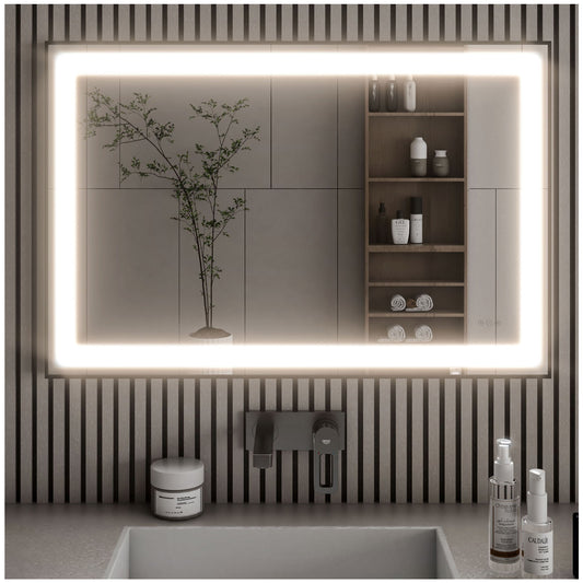 Bathroom Vanity Mirror - 36” LED Framed Black Mirror for Bathroom