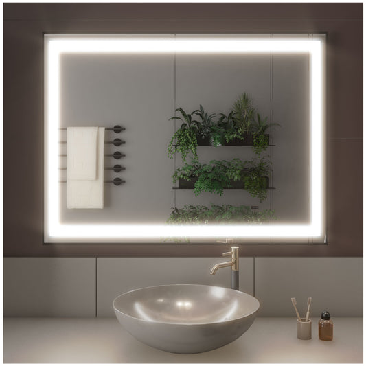Bathroom Vanity Mirror - 48” Matte Black Framed Mirror for Bathroom