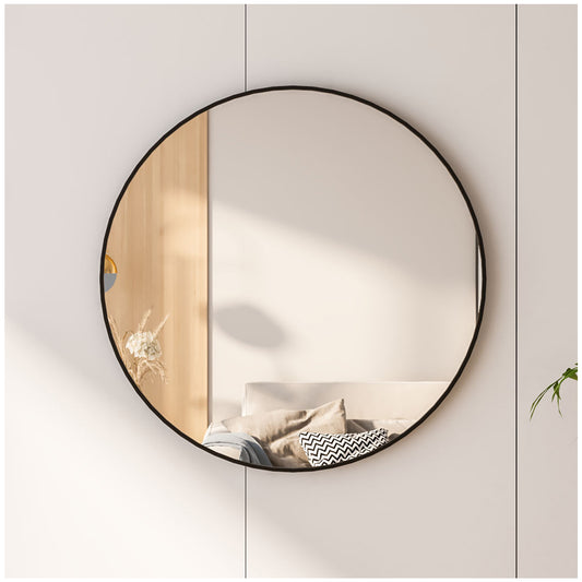 Circle Mirrors for Wall - 32” Black Framed Mirrors for Bathroom